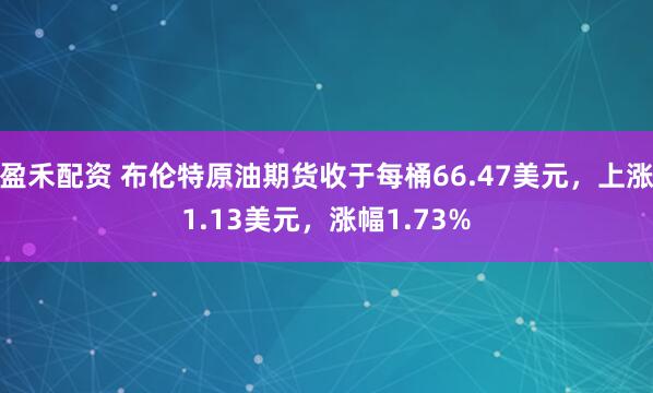 盈禾配资 布伦特原油期货收于每桶66.47美元，上涨1.13美元，涨幅1.73%