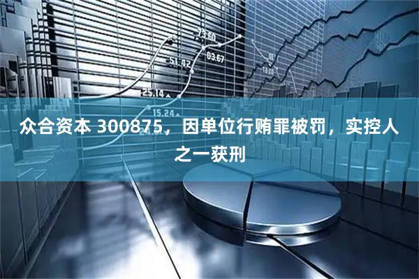 众合资本 300875，因单位行贿罪被罚，实控人之一获刑